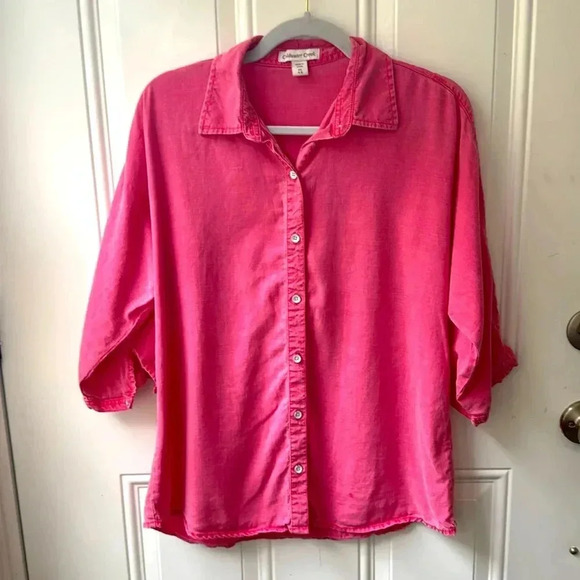 Coldwater Creek women’s button down tunic blouse size extra small 4-6 shirt pink - Picture 1 of 5
